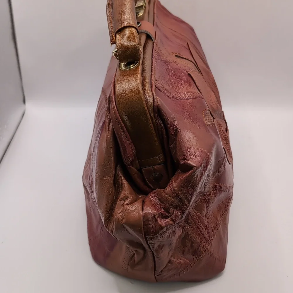 Gorgeous Genuine Leather Appliqued Brown Handbag / Satchel / Bag / Purse - Picture 4 of 9